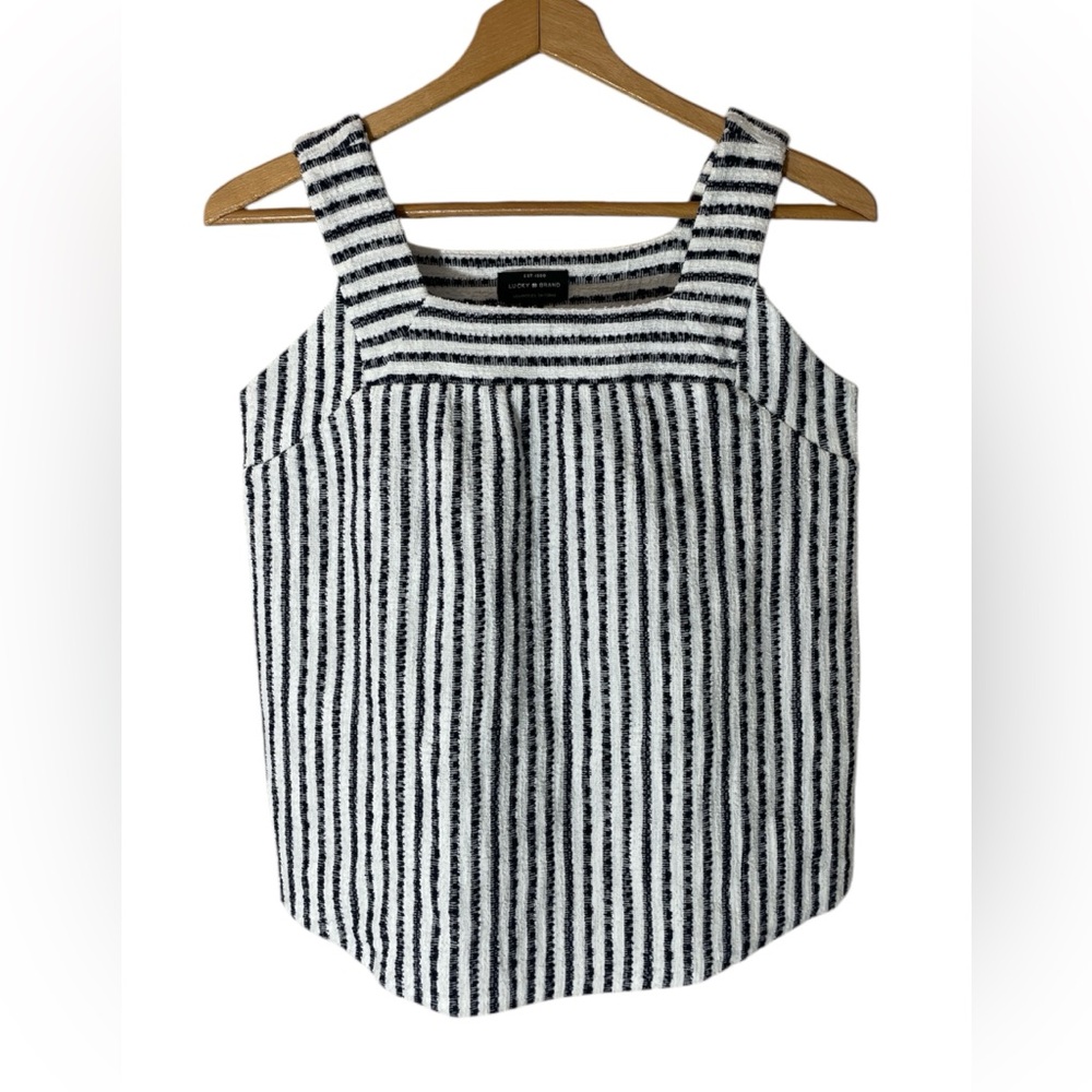 E4- Lucky Brand  Black and White Women's Large Tank Top